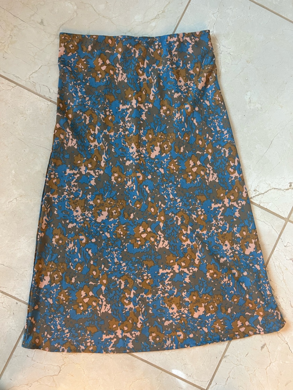 Prana “Wild at Heart” Blue Floral-Print Midi Skirt w/ Pink & Brown Accents Small - Picture 4 of 8